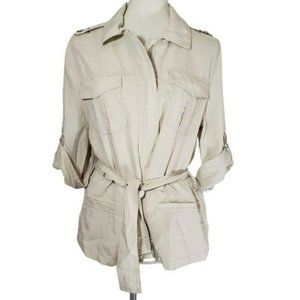 Chico's Tan Zip Belted Utility Jacket Sz 1 (M)